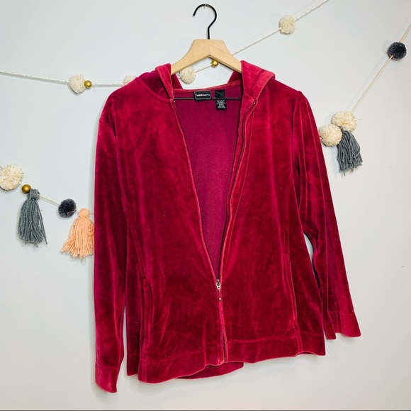 VINTAGE y2k preppy maroon velour sweatshirt zip up hoodie - Picture 11 of 11